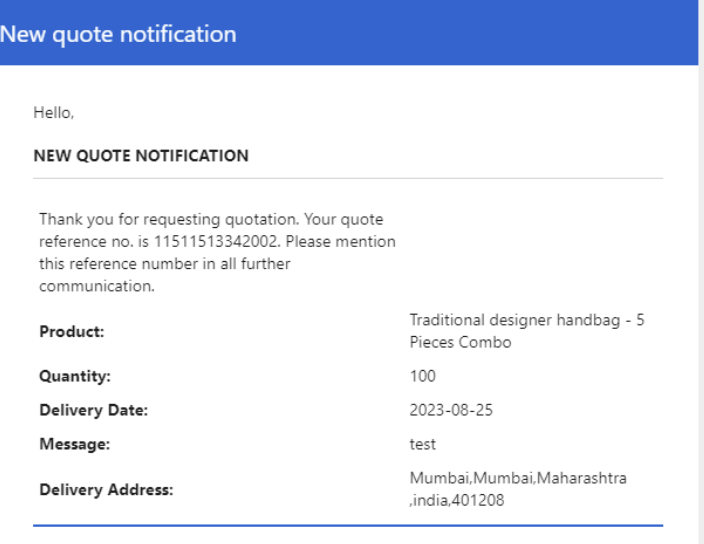 Email notification for enquiry